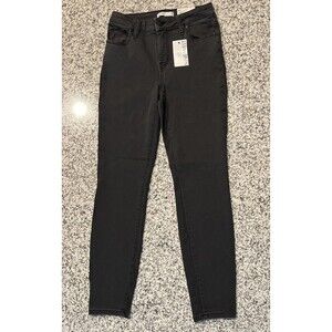 Nine West Women's Skinny Jeans Size 6 Mid Rise, Stormy Gray, Black Buttons.